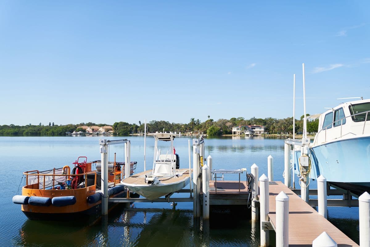 Boat at a Tampa Bay marina ready for dockside repair