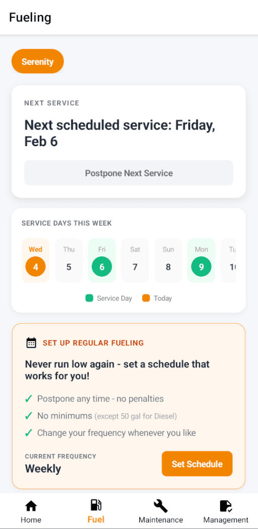 Fuel Delivery Screen